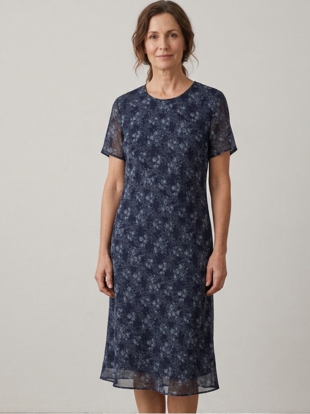 Laura Ashley Sz 8 Vintage Navy Floral Cottagecore Flowy Dress
